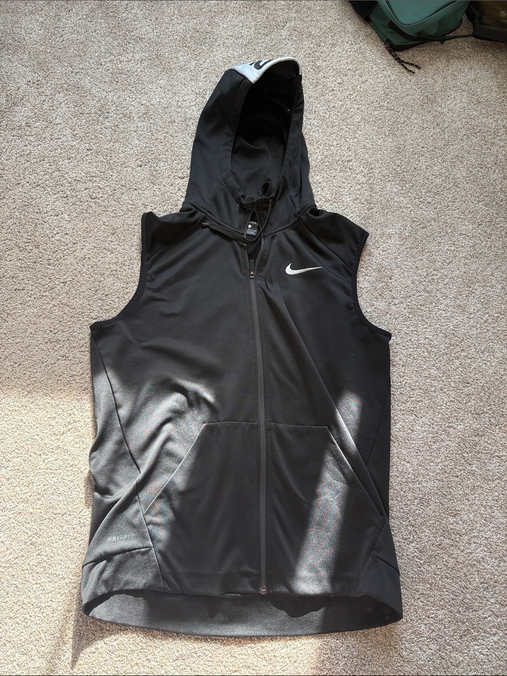Nike Men’s Black Sleeveless Hooded Zip Vest